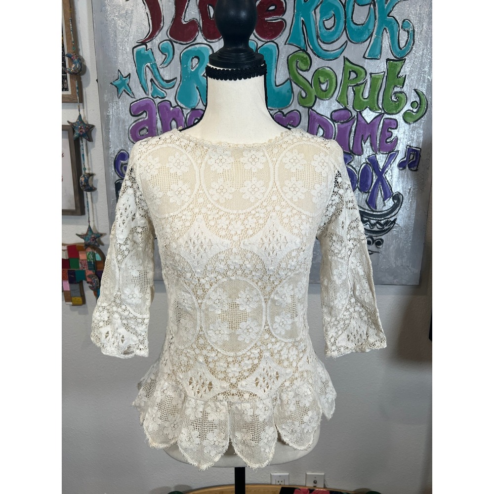Paris Flea Market Handmade French Lace Blouse Romantic Victorian Cottagecore